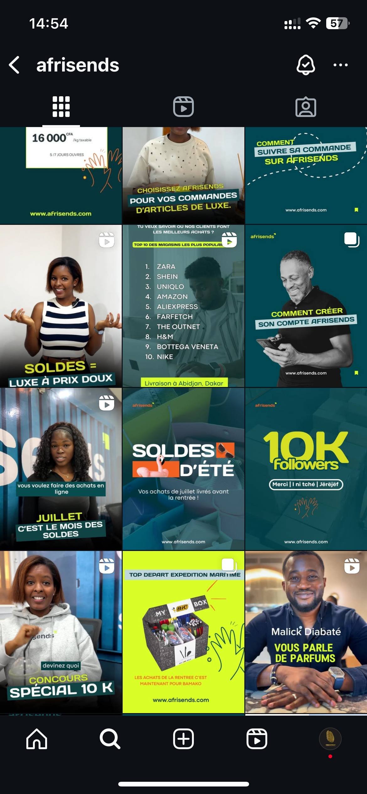 afrisends feed instagram par agence fingerprint